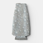 Bubbels en parels Zilver Blauw Witte Fles Koeler (Voorkant)