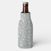 Bubbels en parels Zilver Blauw Witte Fles Koeler (Fles Voorkant)