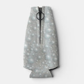 Bubbels en parels Zilver Blauw Witte Fles Koeler (Achterkant)