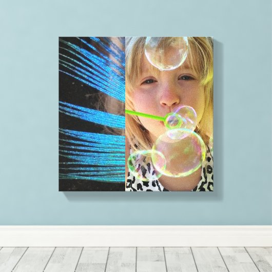 BUBBELS EN PAUWVEREN CANVAS AFDRUK (Insitu (Houten vloer))