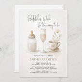 Bubbels en thee voor de mama om baby shower te zij kaart (Voorkant / Achterkant)