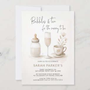 Bubbels en thee voor de mama om baby shower te zij kaart
