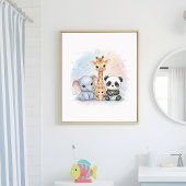 Bubbels & Glimlachen Dieren Kinderen Badkamer Muur Poster