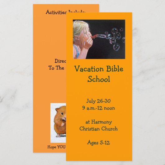 BUBBELS: KAARTEN VOOR VACATIEBASCHOOLINVITATIE (Voorkant / Achterkant)