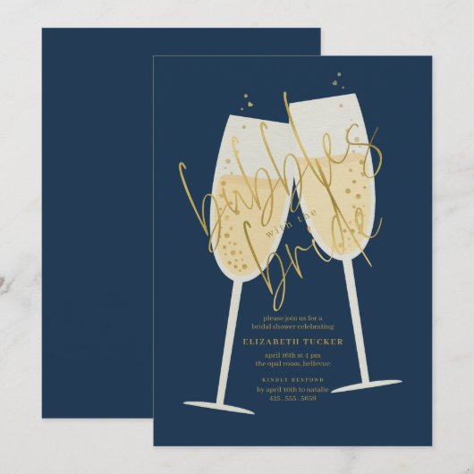 Bubbels met het Bride Champagne Vrijgezellenfeest Kaart (Voorkant / Achterkant)