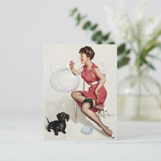 Bubbels omhoog briefkaart (Staand voorkant)