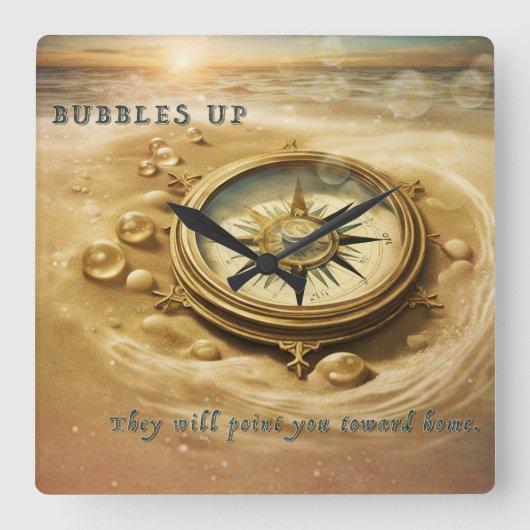 Bubbels omhoog - vierkante klok (Voorkant)