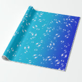 Bubbels op blauw en turquoise gradiënt cadeaupapier (Uitgerold)