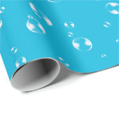 Bubbels op blauw en turquoise gradiënt cadeaupapier (Rol Hoek)