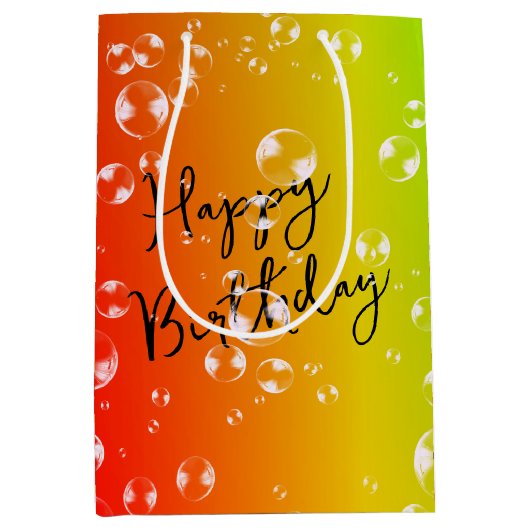 Bubbels Op Sinaasappel, Geel en Limoen Gradient Medium Cadeauzakje (Voorkant)