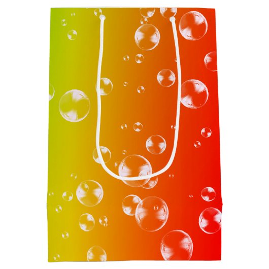 Bubbels Op Sinaasappel, Geel en Limoen Gradient Medium Cadeauzakje (Achterkant)