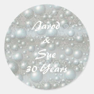 Bubbels Parels Zilver Blauw Jubileum Stickers