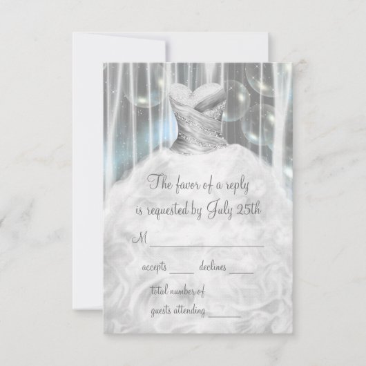 Bubbels Party Jurk Wit Quinceaera RSVP (Voorkant)