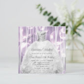 Bubbels Party Jurk Witte Quinceanera Uitnodigingen (Staand voorkant)