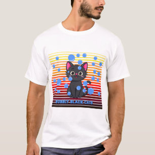 Bubbels Ponky Zwarte Katten Cute Retro Bubbel Kuns T-shirt