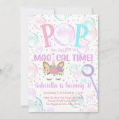 Bubbels pop op een uitnodiging voor een eenhoornme (Voorkant)