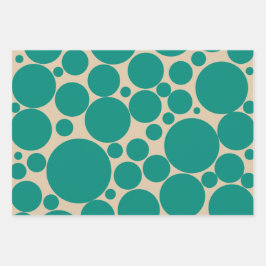 Bubbels Retro Mod Stippenpatroon in Turkoois en Be Inpakpapier Vel