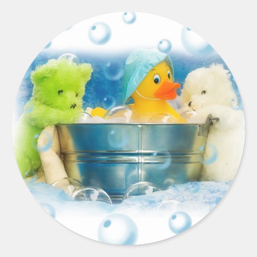 Bubbels teddyberen ronde sticker (Voorkant)