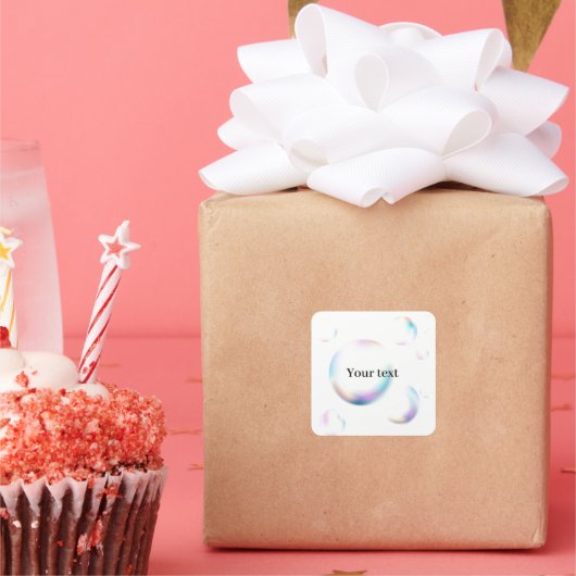 Bubbels, tekst sjabloon, personaliseren, vierkante sticker (Feest)
