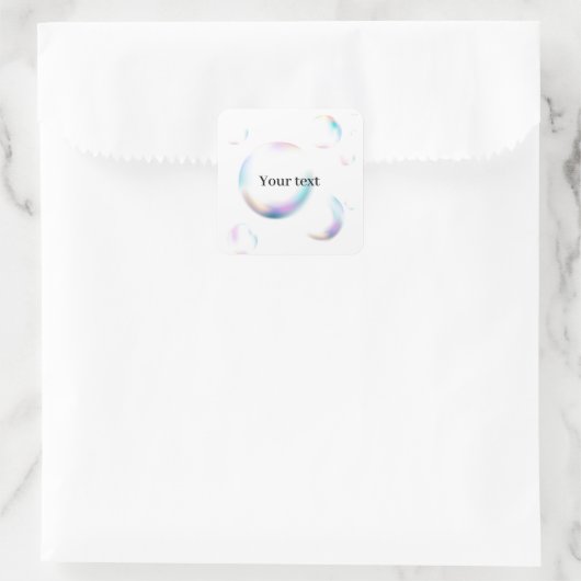 Bubbels, tekst sjabloon, personaliseren, vierkante sticker (Tas)