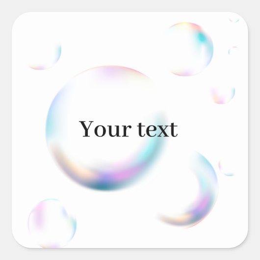 Bubbels, tekst sjabloon, personaliseren, vierkante sticker (Voorkant)
