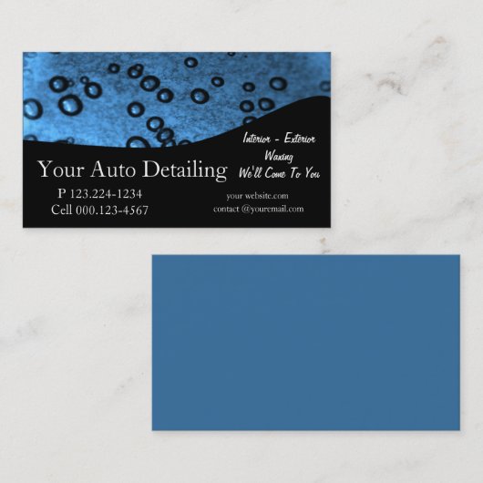 Bubbels voor auto-wasgoed visitekaartje (Voorkant / Achterkant)