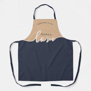 BUBBIE is Love NAVY & TAN Script Schort