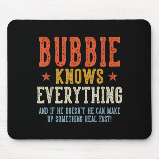 Bubbie weet alles vaderdag retro vintage muismat (Voorkant)