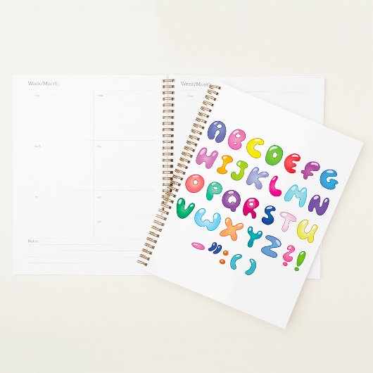 Bubble Alphabet Letters Kids Typography Planner