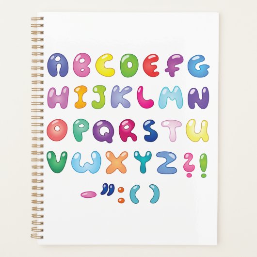 Bubble Alphabet Letters Kids Typography Planner (Voorkant)