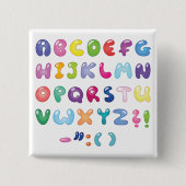 Bubble Alphabet Letters Kids Typography Vierkante Button 5,1 Cm (Voorkant)