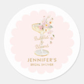 Bubble and Blooms Bridal Shower Favor Ronde Sticker (Voorkant)