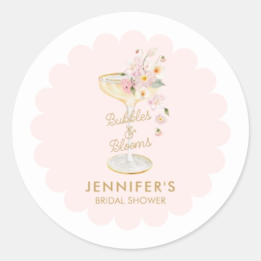 Bubble and Blooms Bridal Shower Favor Ronde Sticker (Voorkant)