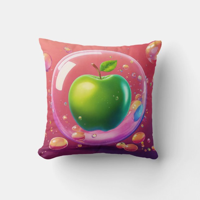 Bubble Apple Dreams Kunstontwerp Polyester Gooi Kussen (Voorkant)