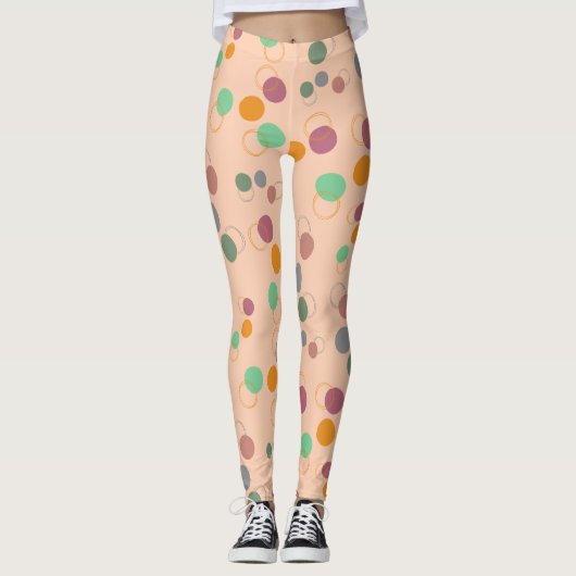 Bubble Apricot Pink Bubbles Patroon Leggings (Voorkant)