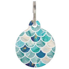 Bubble Aqua turquoise marmer mermaid fish scales Huisdierpenning