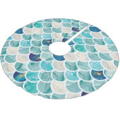 Bubble Aqua turquoise marmer mermaid fish scales Kerstboom Rok (Gekanteld)