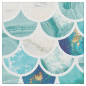 Bubble Aqua turquoise marmer mermaid fish scales Stof (Close Up)