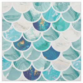 Bubble Aqua turquoise marmer mermaid fish scales Stof