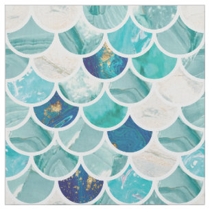 Bubble Aqua turquoise marmer mermaid fish scales Stof