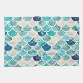 Bubble Aqua turquoise marmer mermaid fish scales Theedoek (Horizontaal)