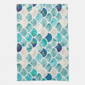 Bubble Aqua turquoise marmer mermaid fish scales Theedoek (Verticaal)