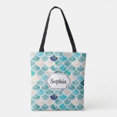 Bubble Aqua turquoise marmer mermaid fish scales Tote Bag (Achterkant)