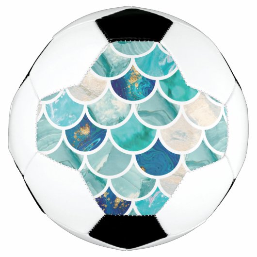 Bubble Aqua turquoise marmer mermaid fish scales Voetbal (Voorkant)
