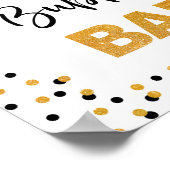 Bubble Bar Party Sign Black en Gold Glitter Poster (Hoek)