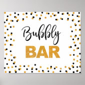 Bubble Bar Party Sign Black en Gold Glitter Poster (Voorkant)