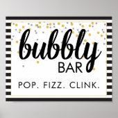 Bubble Bar Party Sign Black en Gold Poster (Voorkant)