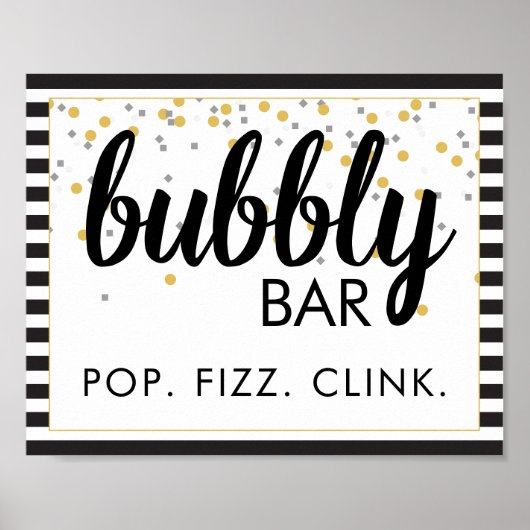 Bubble Bar Party Sign Black en Gold Poster (Voorkant)