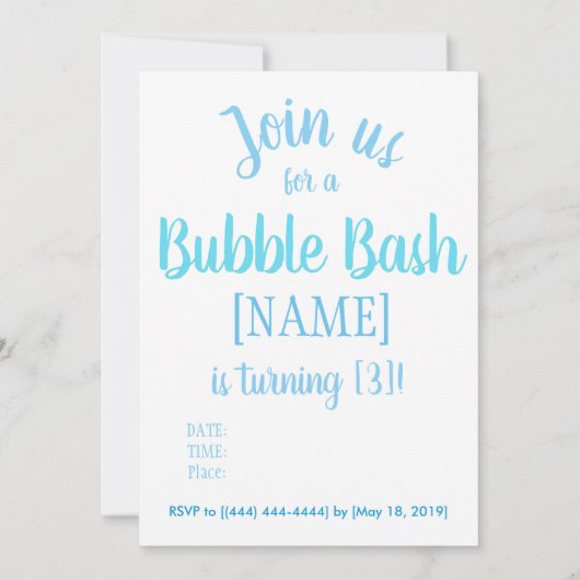 Bubble Bash Birthday Invitation Kaart (Achterkant)