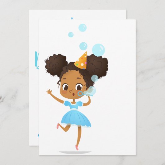 Bubble Bash Birthday Invitation Kaart (Voorkant / Achterkant)